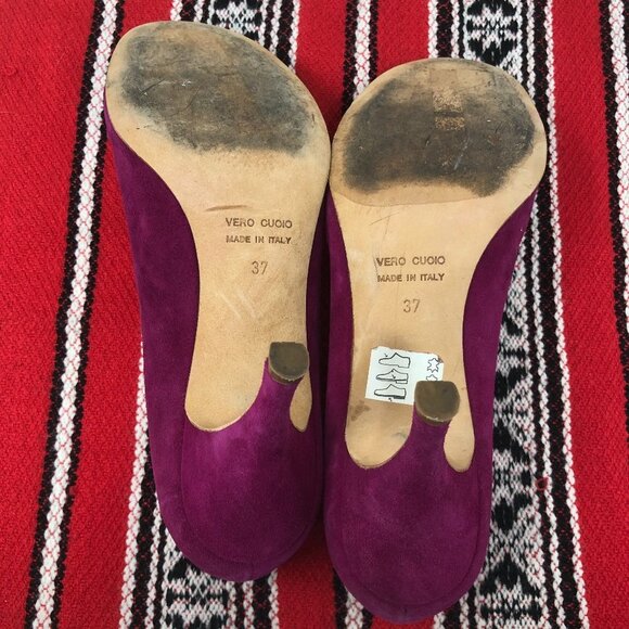 Eugenia Kim Pink Suede Round Toe Beaded Heels 37 - Picture 5 of 11